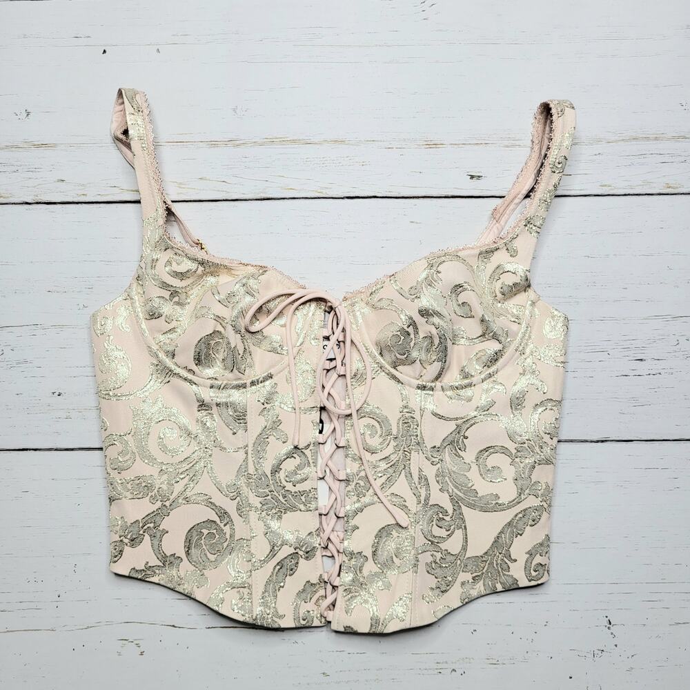 Rumored Cream Lace-Up Crop Top - Picture 3 of 10